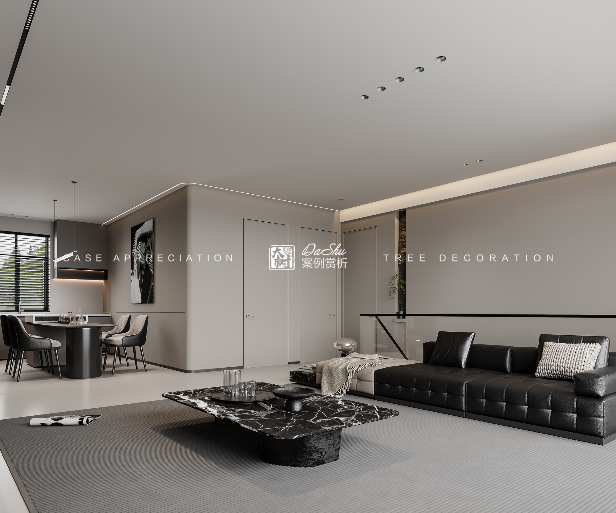 昆仑赋90㎡现代风格效果图