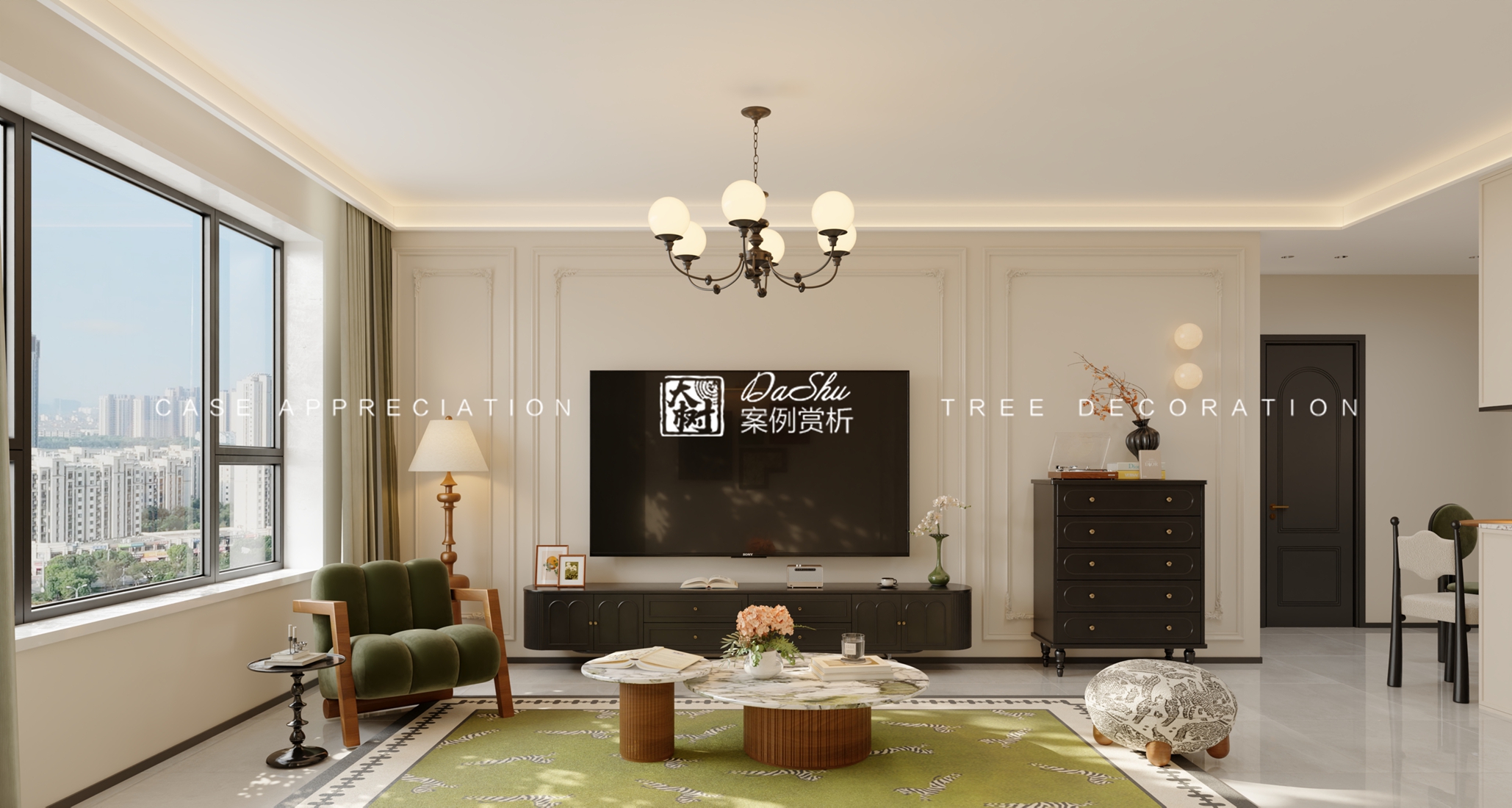 万米丽景80㎡法式风格效果图