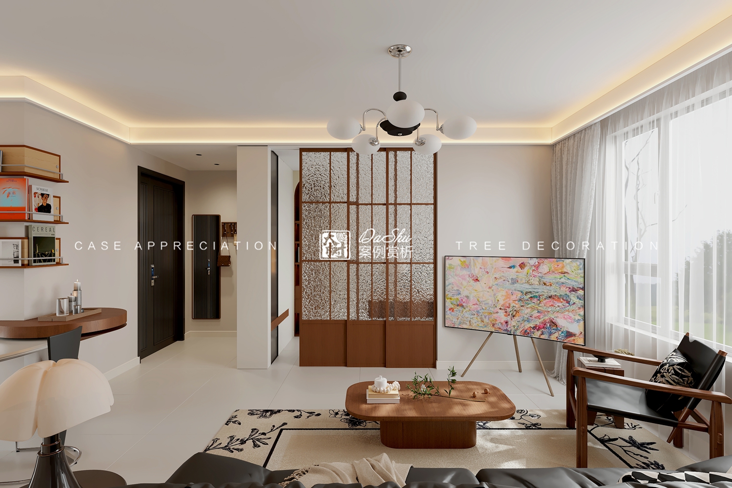 洋海辰月府97㎡现代中古风效果图