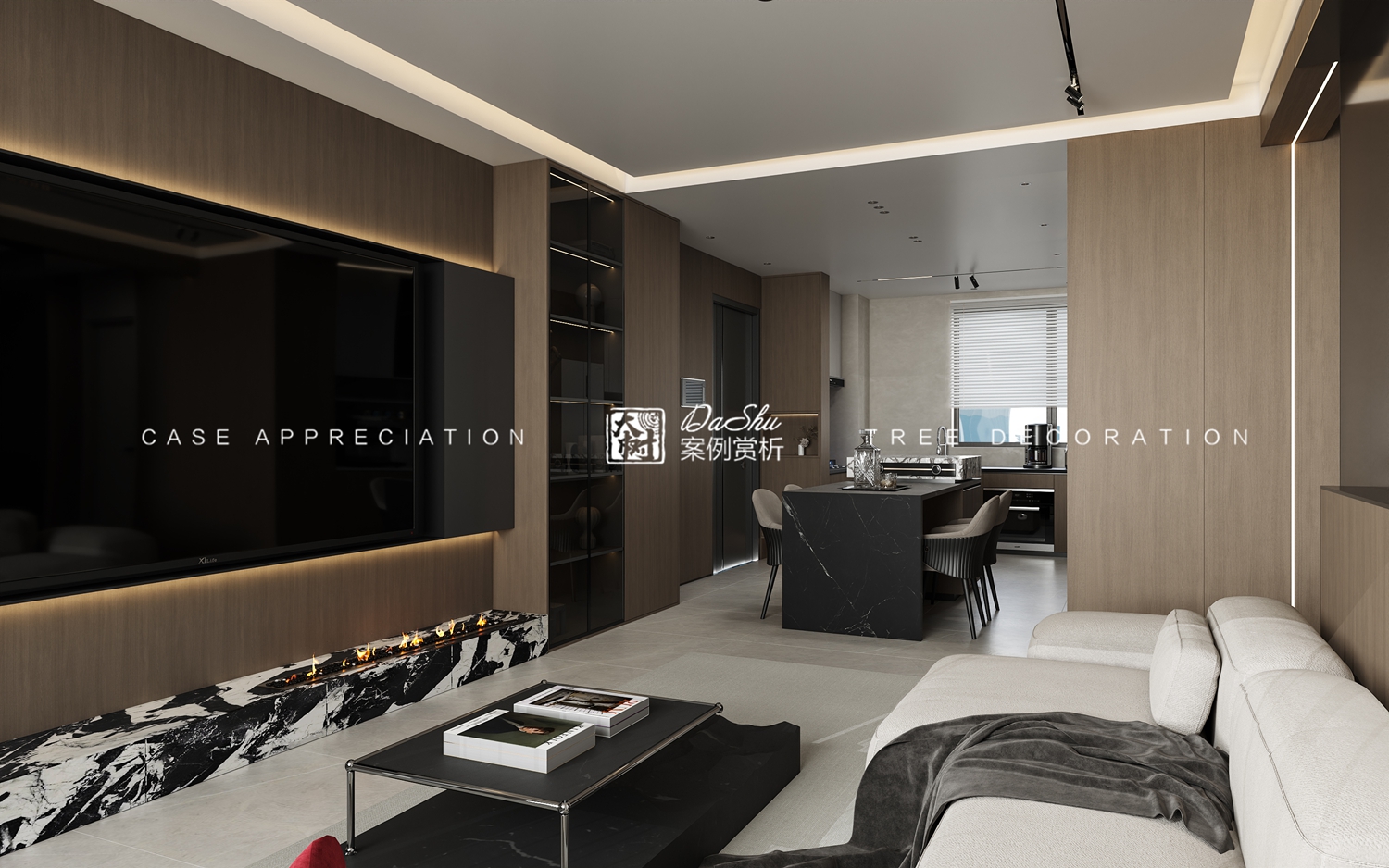 珍宝岛87㎡极简风格效果图