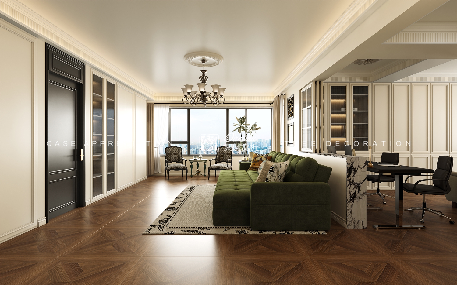 悦山国际108㎡法式风格效果图