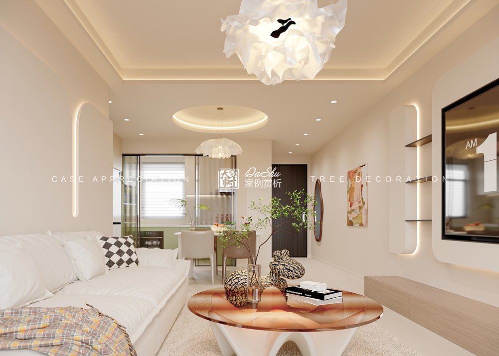 九里芳华80㎡现代奶油风效果图