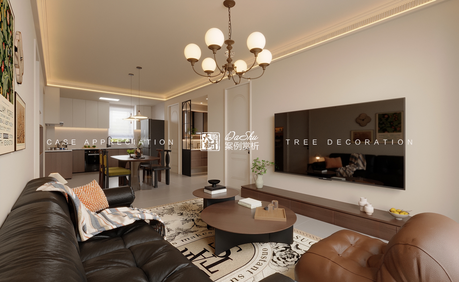 昆仑时代中心95㎡现代风格效果图