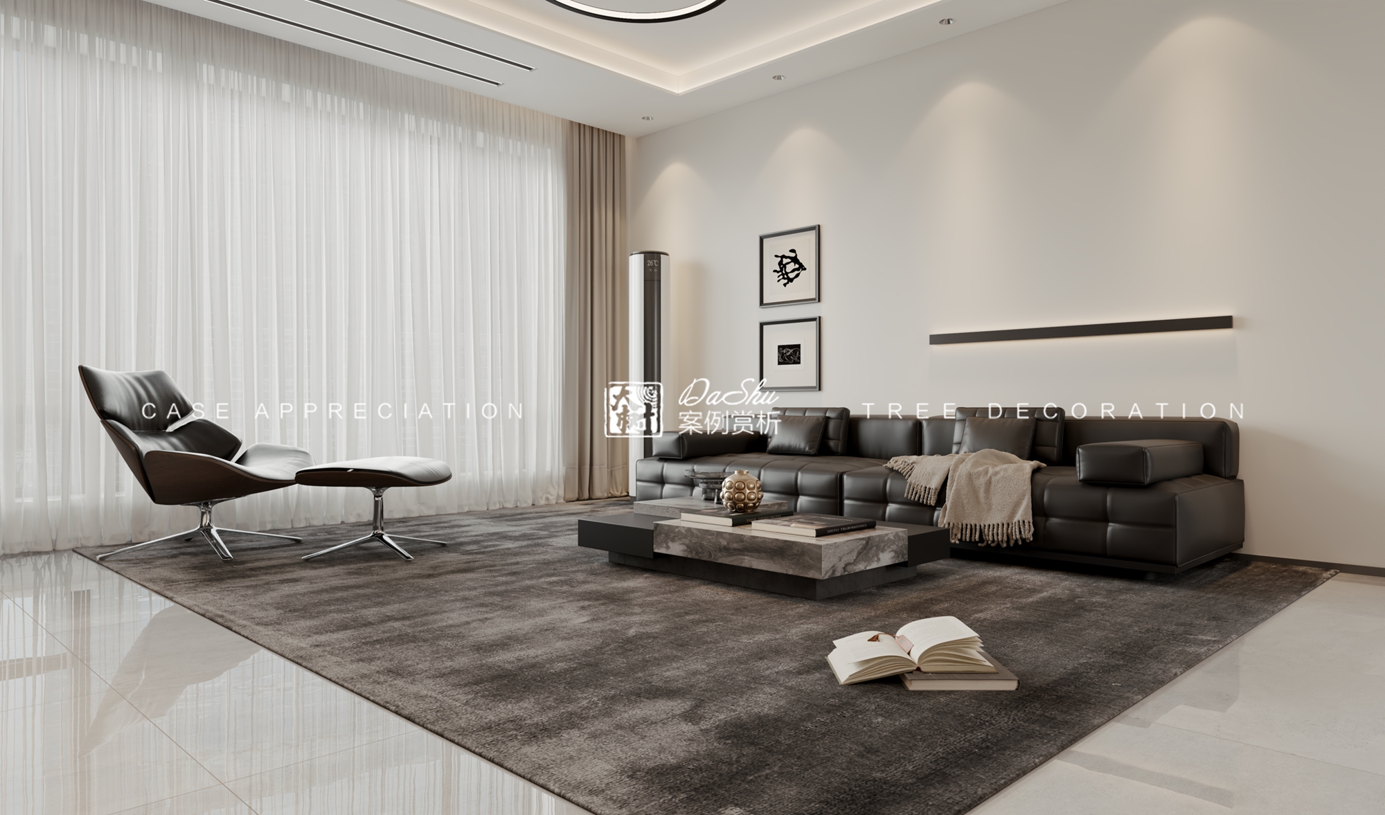 高鑫壹号首府100㎡黑白灰风效果图