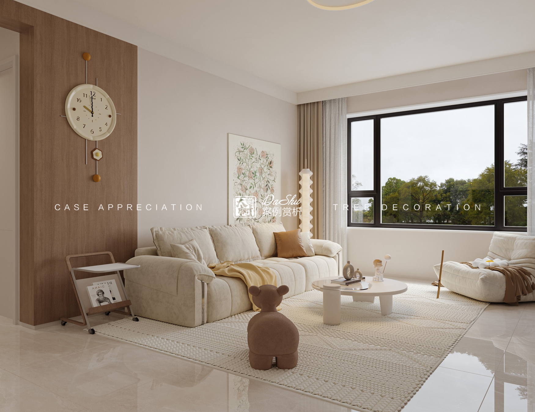 文景壹号92㎡原木风效果图