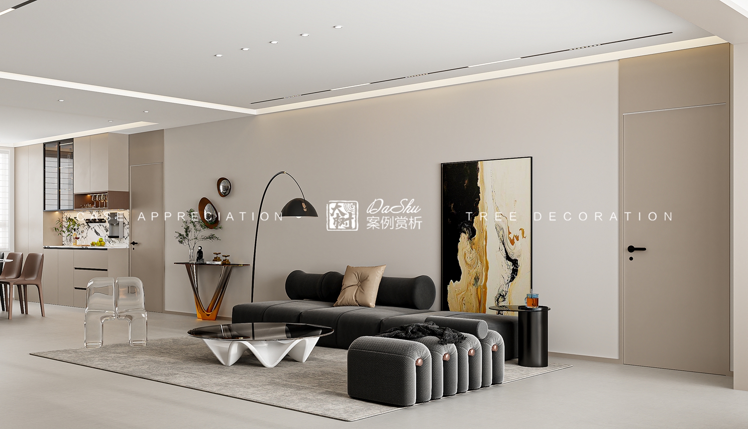  荣耀天地115㎡中古风效果图