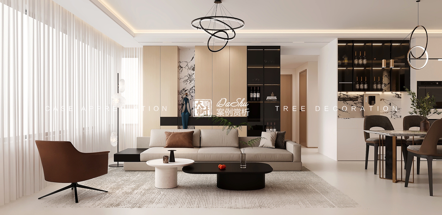 昆仑赋102㎡现代风格效果图