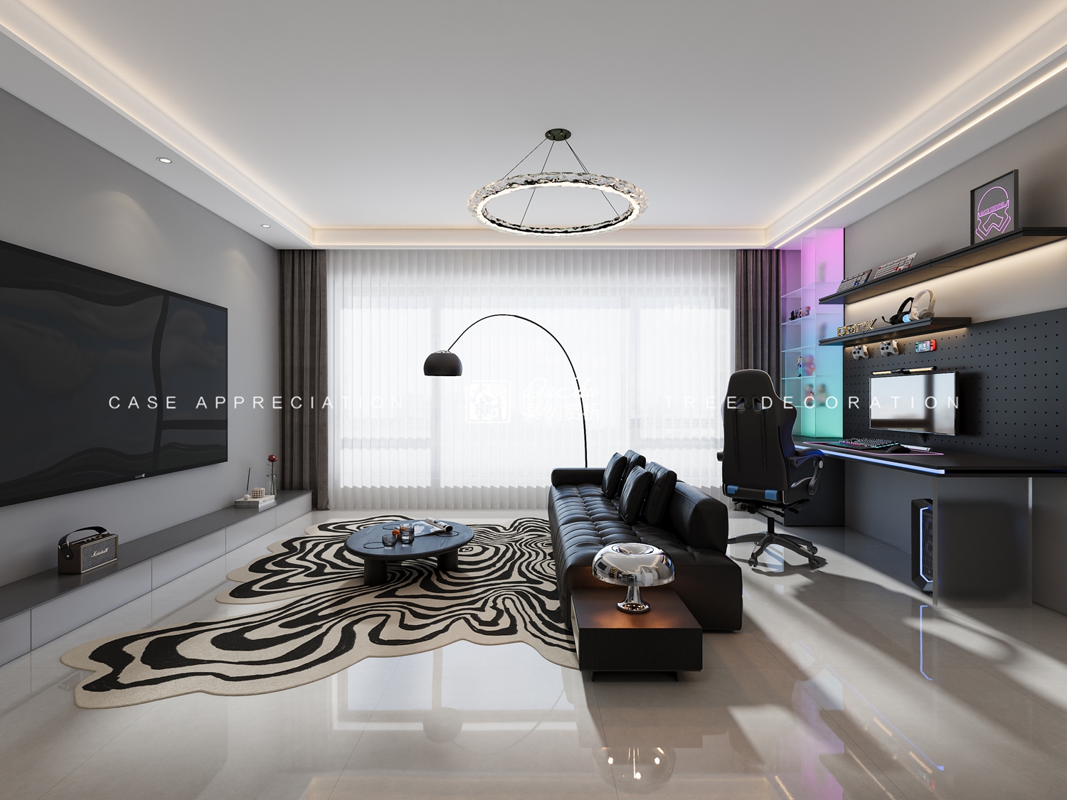 昆仑时代中心65㎡极简风格效果图