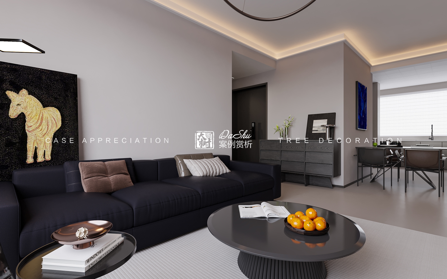 洋海宸月府80㎡现代风格效果图