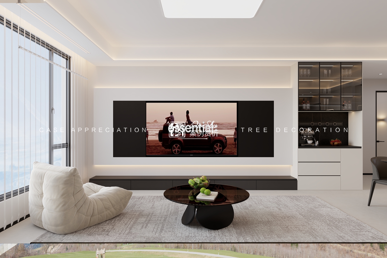 汇龙云锦壹号院93㎡黑白灰效果图